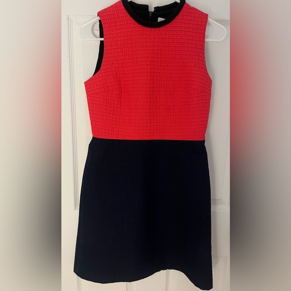 Victoria Beckham Shift mini dress- block colors navy / coral red - Picture 4 of 4
